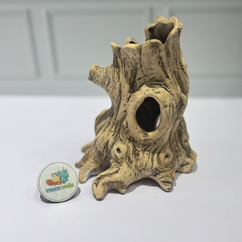 Hang trú ẩn cho ốc mượn hồn, cá  nhỏ màu xám chống thấm nước, chống lật đổ ( không kèm cây )