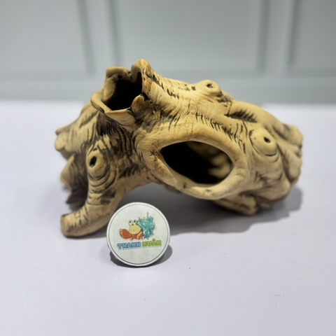 Hang trú ẩn cho ốc mượn hồn, cá  nhỏ màu xám chống thấm nước, chống lật đổ ( không kèm cây )