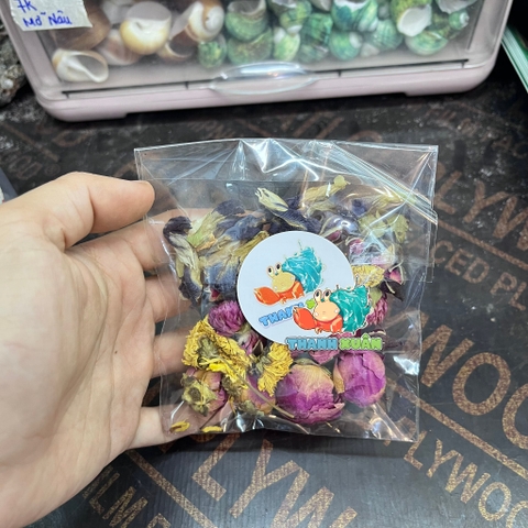 Hoa trộn các loại thức ăn cho Ốc Mượn Hồn tăng sắc tố có sẵn trong ốc