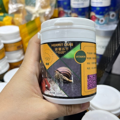 Thức ăn cho ốc mượn hồn 150ml sấy khô các loại : Khoai tím, cà rốt, bí ngô, Cá Hồi, tôm cá