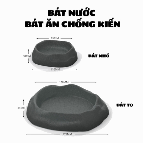 COMBO 2 Bát ăn chén nước màu xám tro có thể kết hợp 2 cái làm bát ăn chống kiến