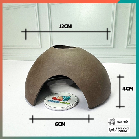 Hang gốm hình quả dừa màu nâu đường kính 12cm