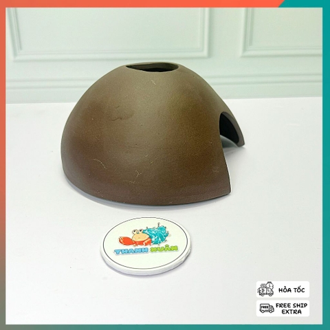 Hang gốm hình quả dừa màu nâu đường kính 12cm