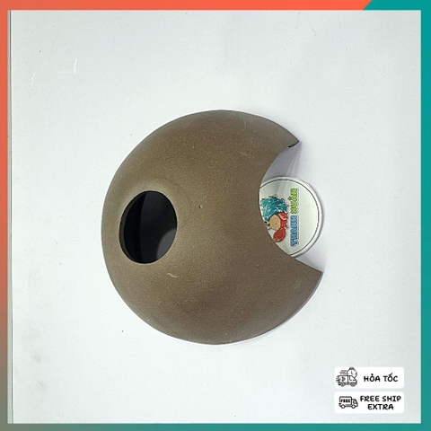 Hang gốm hình quả dừa màu nâu đường kính 12cm