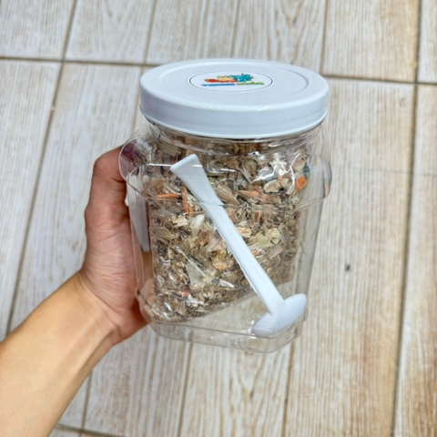 Hộp 100Gam vỏ ghẹ , vò bề bề . vỏ tôm hỗn hợp say vụn thức ăn cho ốc mượn hồn và thủy sản