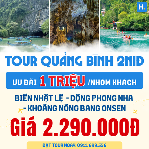 TOUR QUẢNG BÌNH 2N1Đ: Khoáng nóng Bang Osen  - Phong Nha Kẻ Bàng