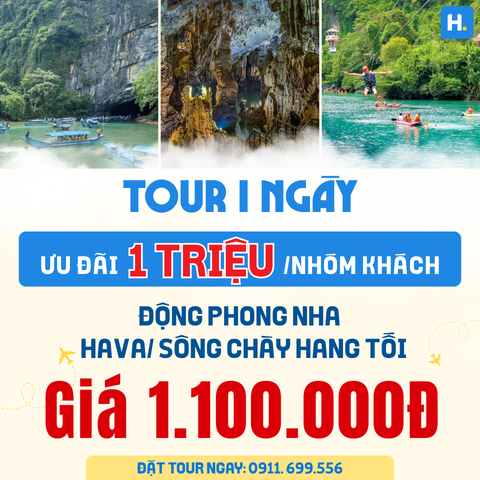 TOUR TRONG NGÀY: Động Phong Nha - Sông Chày Hang Tối