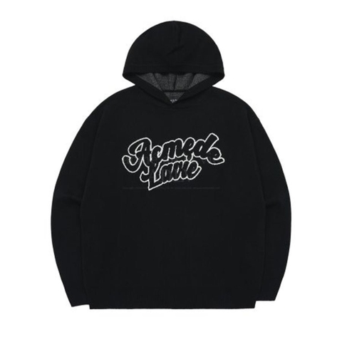 ADLV Round Logo Knit Hoodie Black