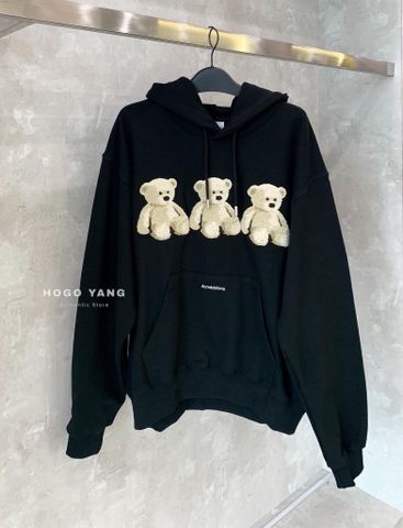 ADLV THREE BOUCLE BEAR HOODIE LIGHT BLACK