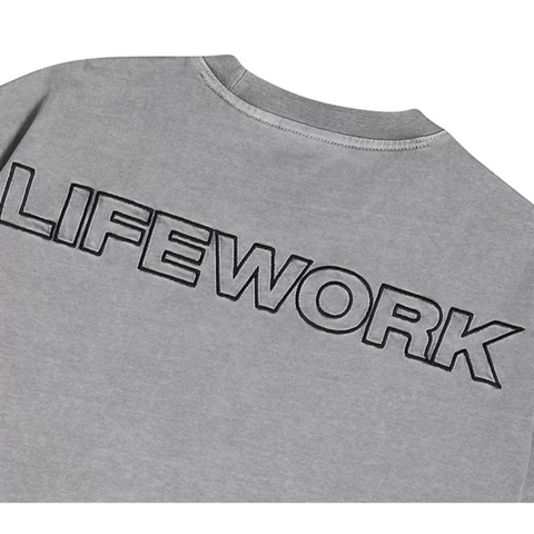 LIFE WORK Pigmented Embroidered Short Sleeve T-shirt (Grey)