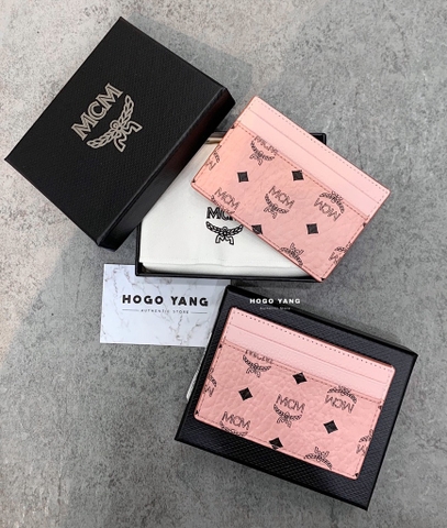MCM Pink Black Spectrum Diamond Mini Soft Visetos Card Case Holder Wallet