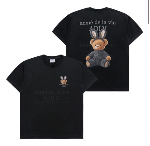ADLV RABBIT BEAR DOLL LOGO BLACK TSHIRT