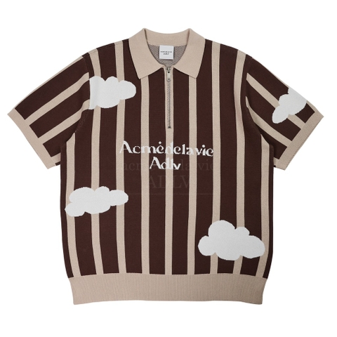 ADLV CLOUD LOGO SHORT SLEEVE KNIT BROWN