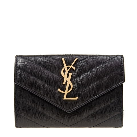 SAINT LAURENT WALLETS 414404 BOW01 1000 SHORT BUTTON WALLET