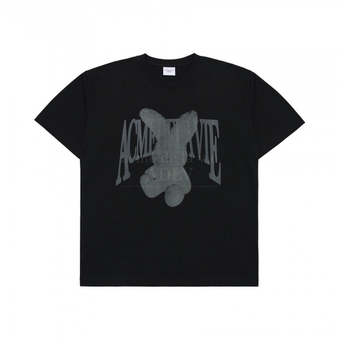 ADLV Halftone Dot Layer Fuzzy Rabbit Short Sleeve T-Shirt Black