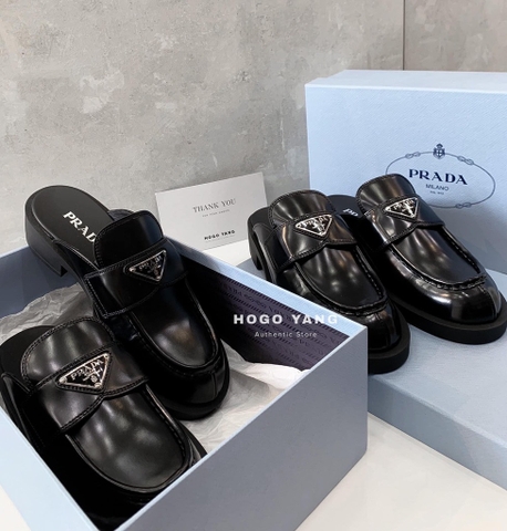 PRADA SABOT IN BRUSHED LEATHER