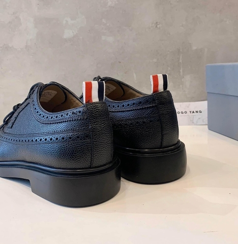 THOM BROWNE CLASSIC LONGWING BROGUE BLACK PEBBLE GRAIN