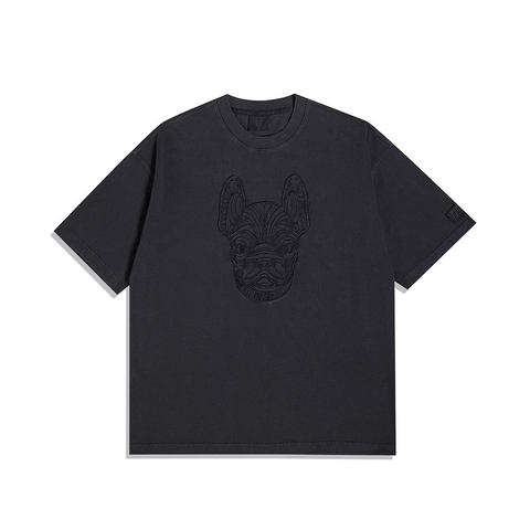 LIFE WORK Pigmented Embroidered Short Sleeve T-shirt (Black)