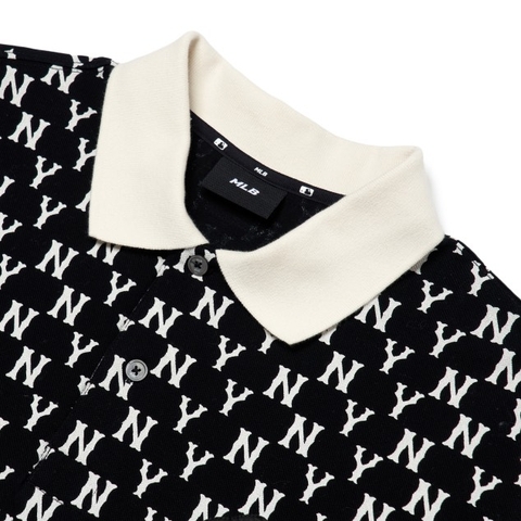 MLB POLO MEN'S BASIC MONOGRAM ALL-OVER COLLAR T-SHIRT NEW YORK YANKEES