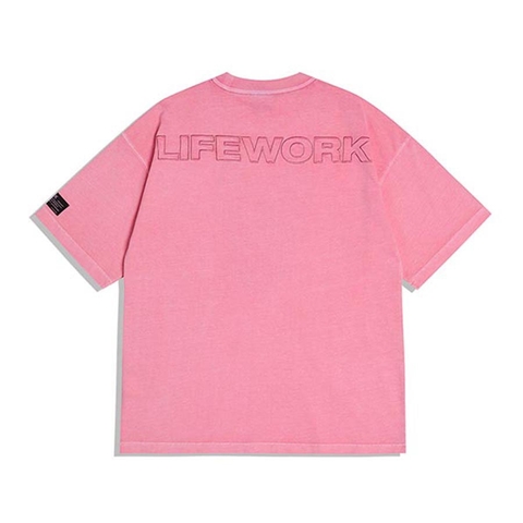 LIFE WORK Pigmented Embroidered Short Sleeve T-shirt (Pink)