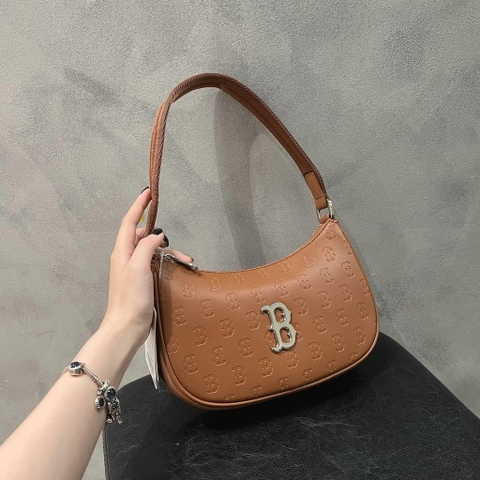 MLB Classic Monogram Embossed Hobo Bag Boston Red Sox