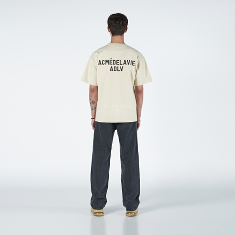 ADLV STITCH EMBROIDERED SHORT SLEEVE T-SHIRT BEIGE