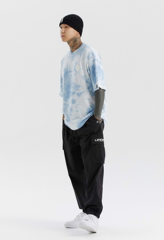Life Work Tie Dye Coin Wapen Short Sleeve T-shirt Blue