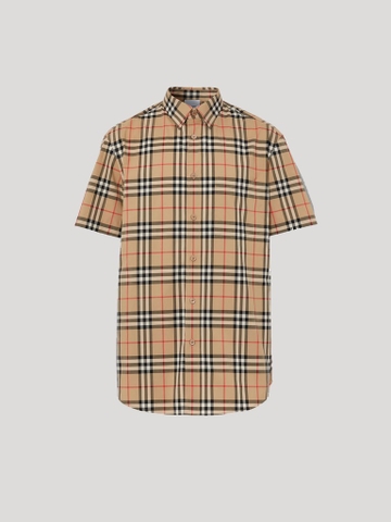 Burberry Short Sleeve Logo Appliqué Vintage Check Shirt