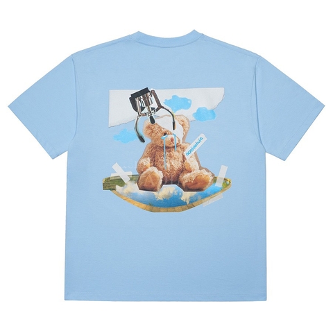 ADLV TEDDY BEAR DOLL COLLAGE SHORT SLEEVET-SHIRT SKY BLUE