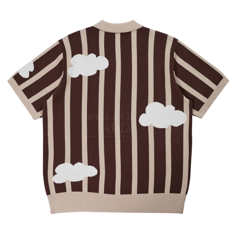 ADLV CLOUD LOGO SHORT SLEEVE KNIT BROWN