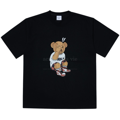 ADLV CHECK PANTS BEAR SHORT SLEEVE T-SHIRT BLACK
