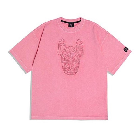 LIFE WORK Pigmented Embroidered Short Sleeve T-shirt (Pink)
