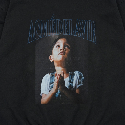 ADLV DTP PRAY GIRL BABY FACE HOODIE BLACK