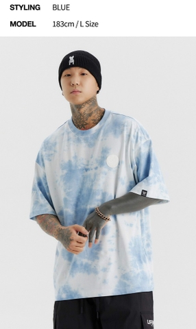 Life Work Tie Dye Coin Wapen Short Sleeve T-shirt Blue