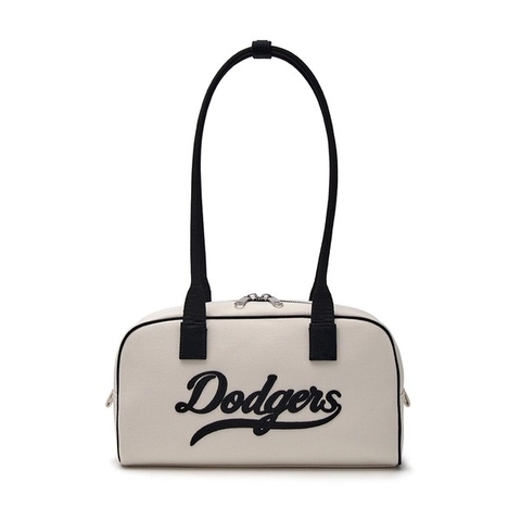 MLB Korea Varsity Culsive Denim Shoulder Bag LA Dodgers Cream 3ABQL054N-07CRD