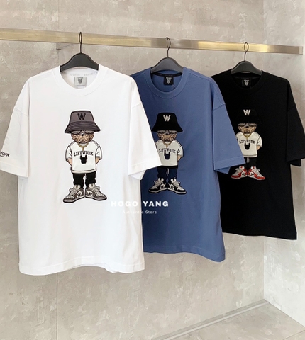 LIFE WORK Hip Dog Applique Short Sleeve T-Shirt Dark Navy LW232TS106