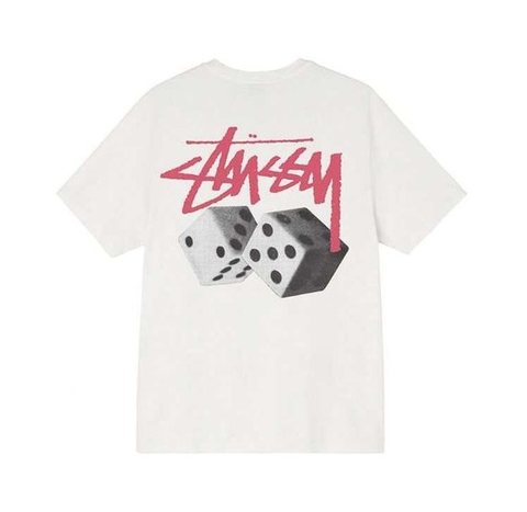 STUSSY ROLL THE DICE PIGMENT DYED TEE WHITE