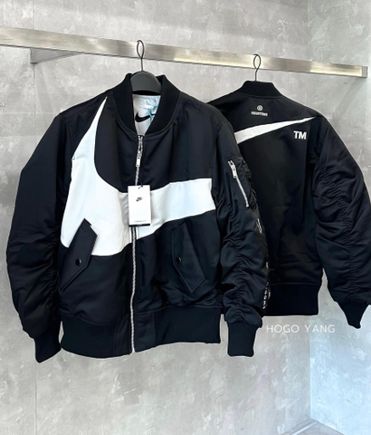 Nike MA-1 Reversible Big Swoosh Black White Bomber Jacket