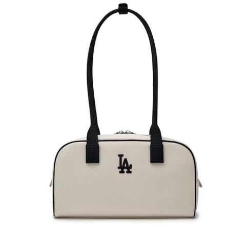 MLB Korea Varsity Culsive Denim Shoulder Bag LA Dodgers Cream 3ABQL054N-07CRD