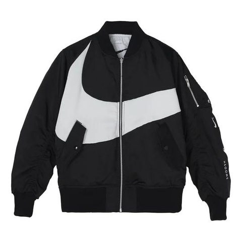 Nike MA-1 Reversible Big Swoosh Black White Bomber Jacket