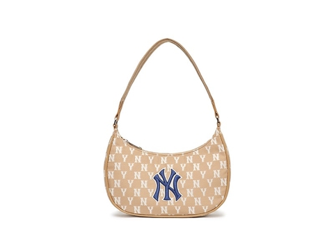 MLB MONOGRAM HOBO BAG NEW YORK YANKEES BEIGE