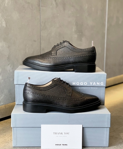 THOM BROWNE CLASSIC LONGWING BROGUE BLACK PEBBLE GRAIN