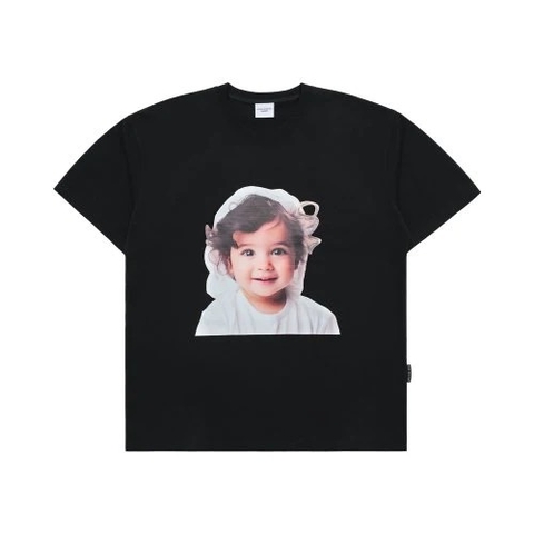 ADLV Baby Face Wave Hair Short Sleeve T-Shirt Black