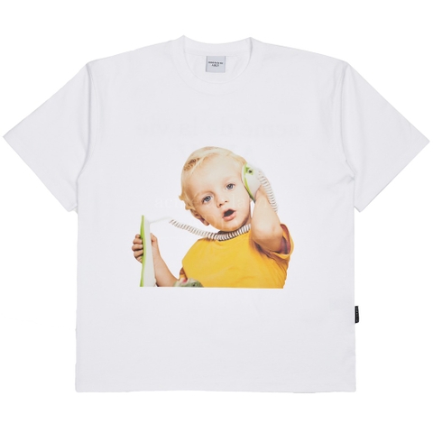 ADLV BABY FACE TELEPHONE BABY SHORT SLEEVE T-SHIRT R WHITE
