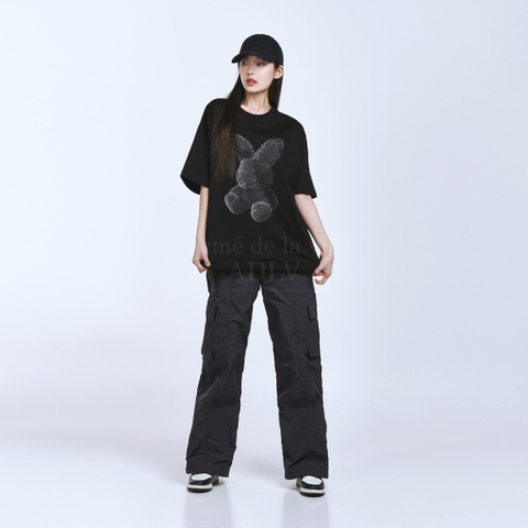 ADLV BLACK FUZZY RABBIT SHORT SLEEVE T-SHIRT BLACK