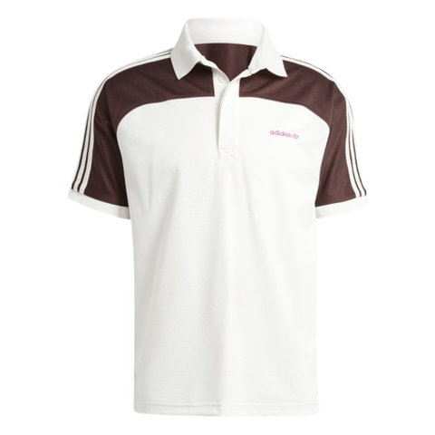 adidas ’80s Premium 3-Stripes Archive Mock Mesh Polo Shirt – Off White JC6528