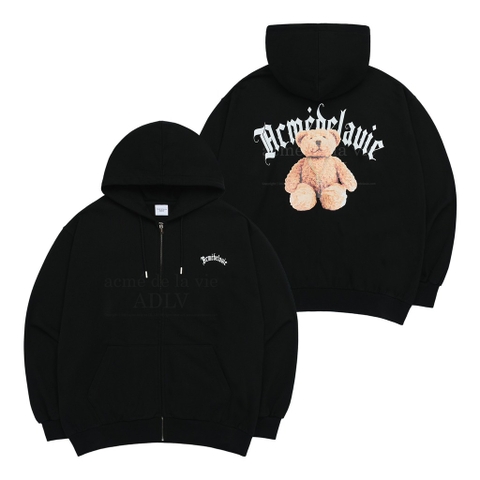 ADLV GOLD CHAIN BEAR DOLL HOODIE ZIP UP BLACK