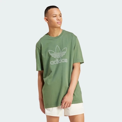 Adidas Green Adicolor Outline Trefoil T-Shirt