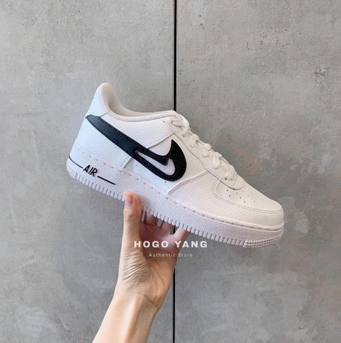 Nike Air Force 1 Low Cut Out Swoosh White Black (GS)