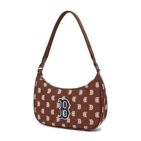 MLB Classic Monogram Jacquard Hobo Bag Boston Red Sox Brown